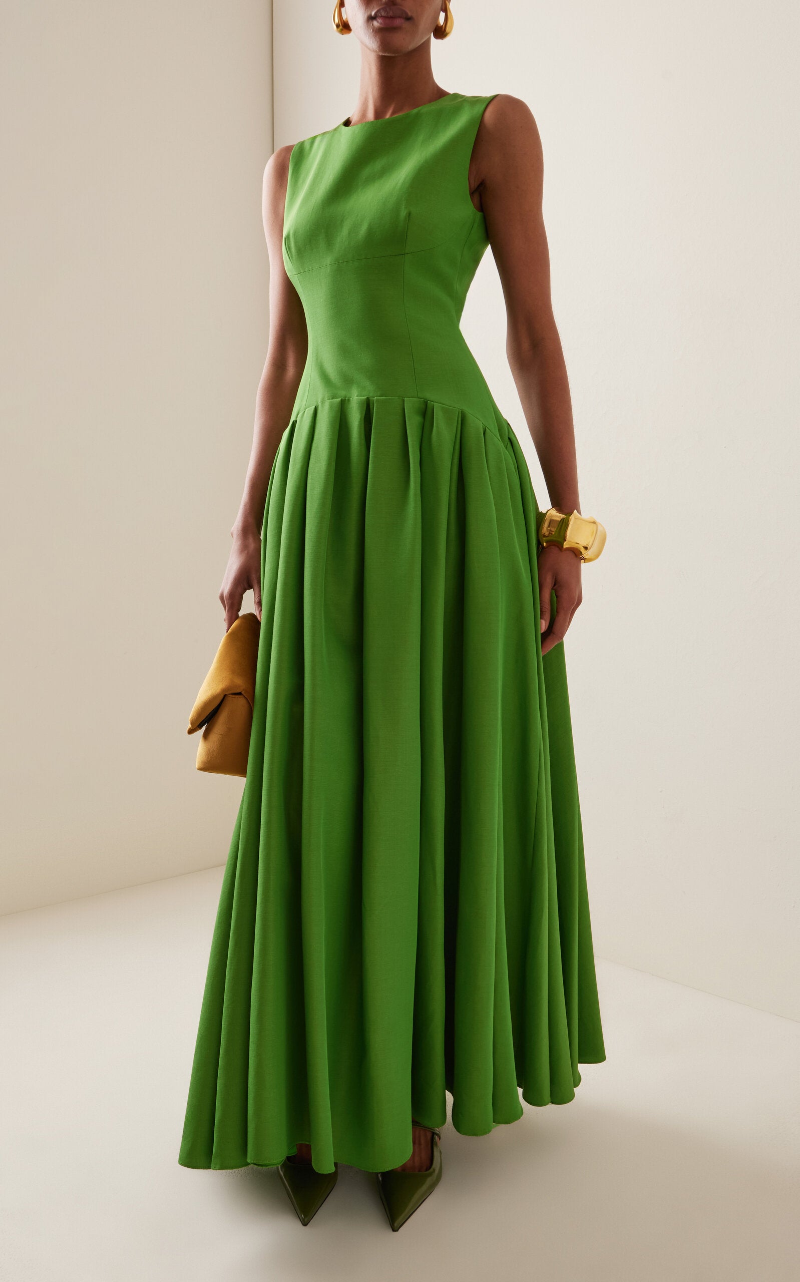 Sleeveless Cotton-Blend Faille Maxi Dress Simple gentle beautiful and grand