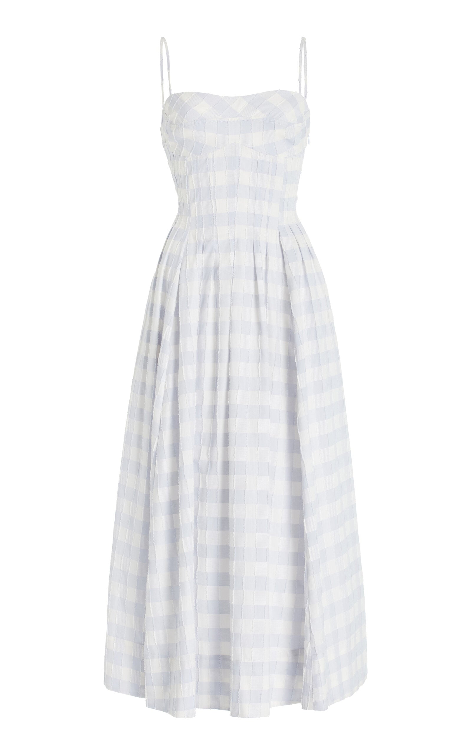 Draped JeGingham Cotton-Fil Coupe Midi Dress Full of charm simple and atmospheric