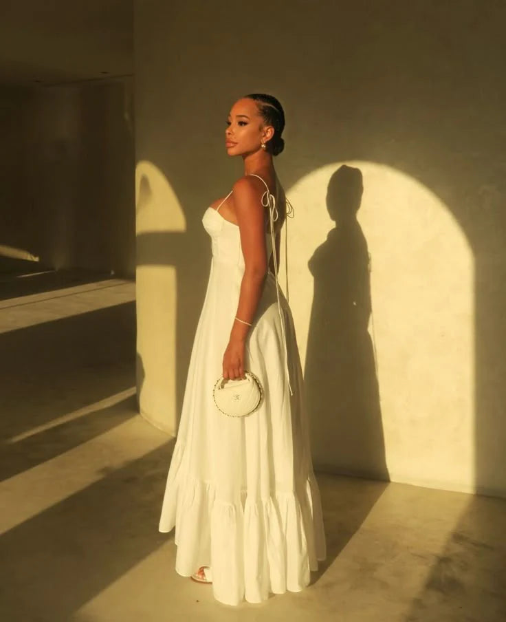 Spaghetti Straps Evening Dresses Ruffles A Line Long Prom Gowns