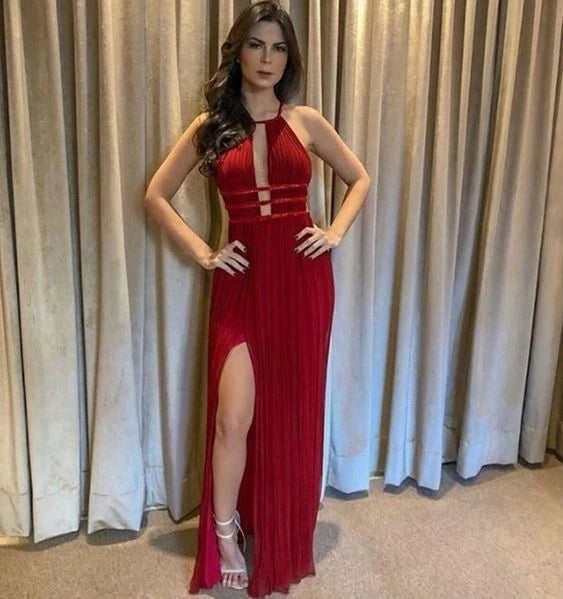 Cheap Simple Long Floor Length Prom Dresses With Slit