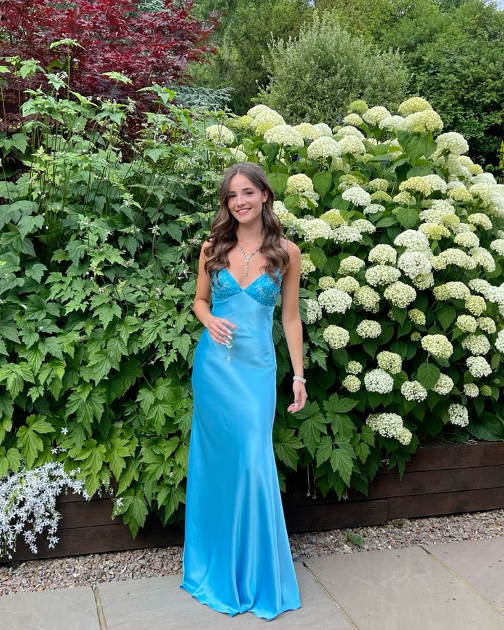 Long Evening Prom Dresses Custom Blue Prom Dress
