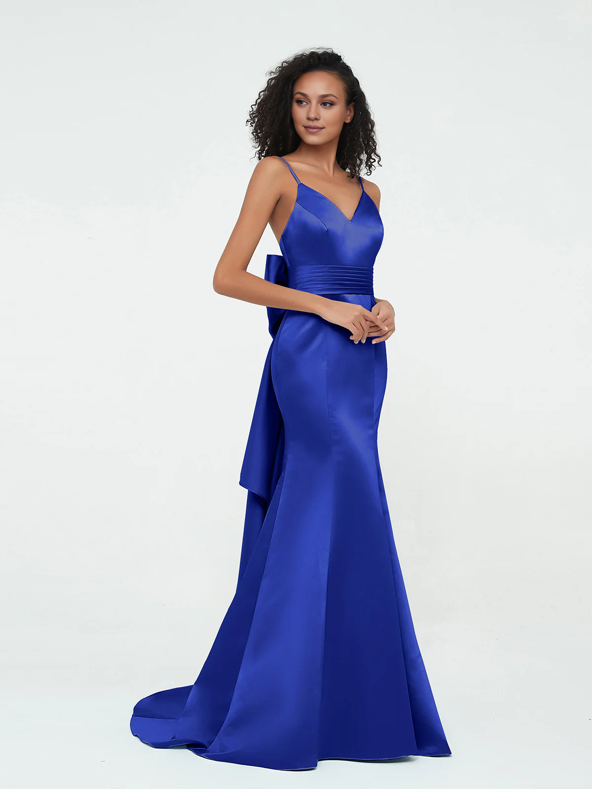 Spaghetti Straps Satin Mermaid Dresses-Royal Blue Simple gentle atmospheric and unique design