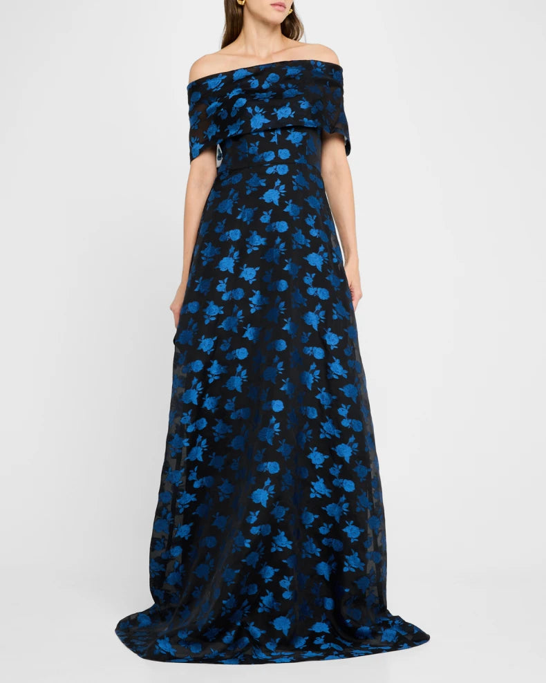 Deedie Guipure Lace Off-Shoulder Gown Beautiful and charming simple and unique design