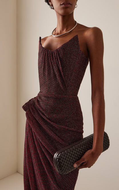 Lexicon Draped Metallic-Knit Gown Gentle beautiful and grand