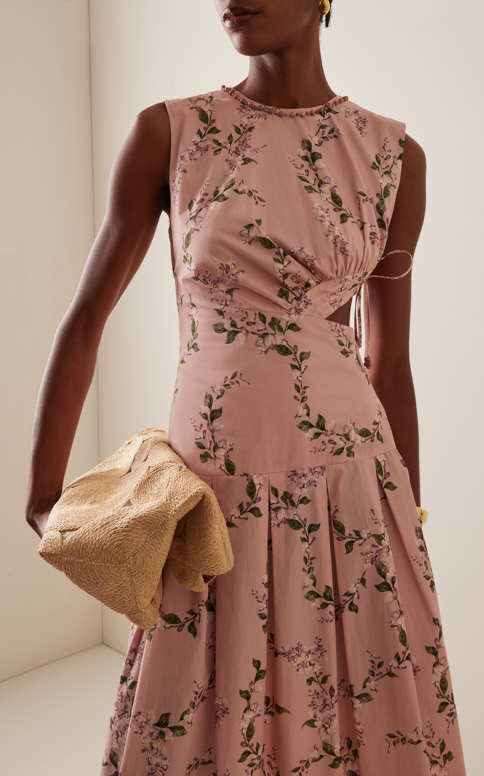 Cutout Linen Midi Dress Full of charm simple and atmospheric