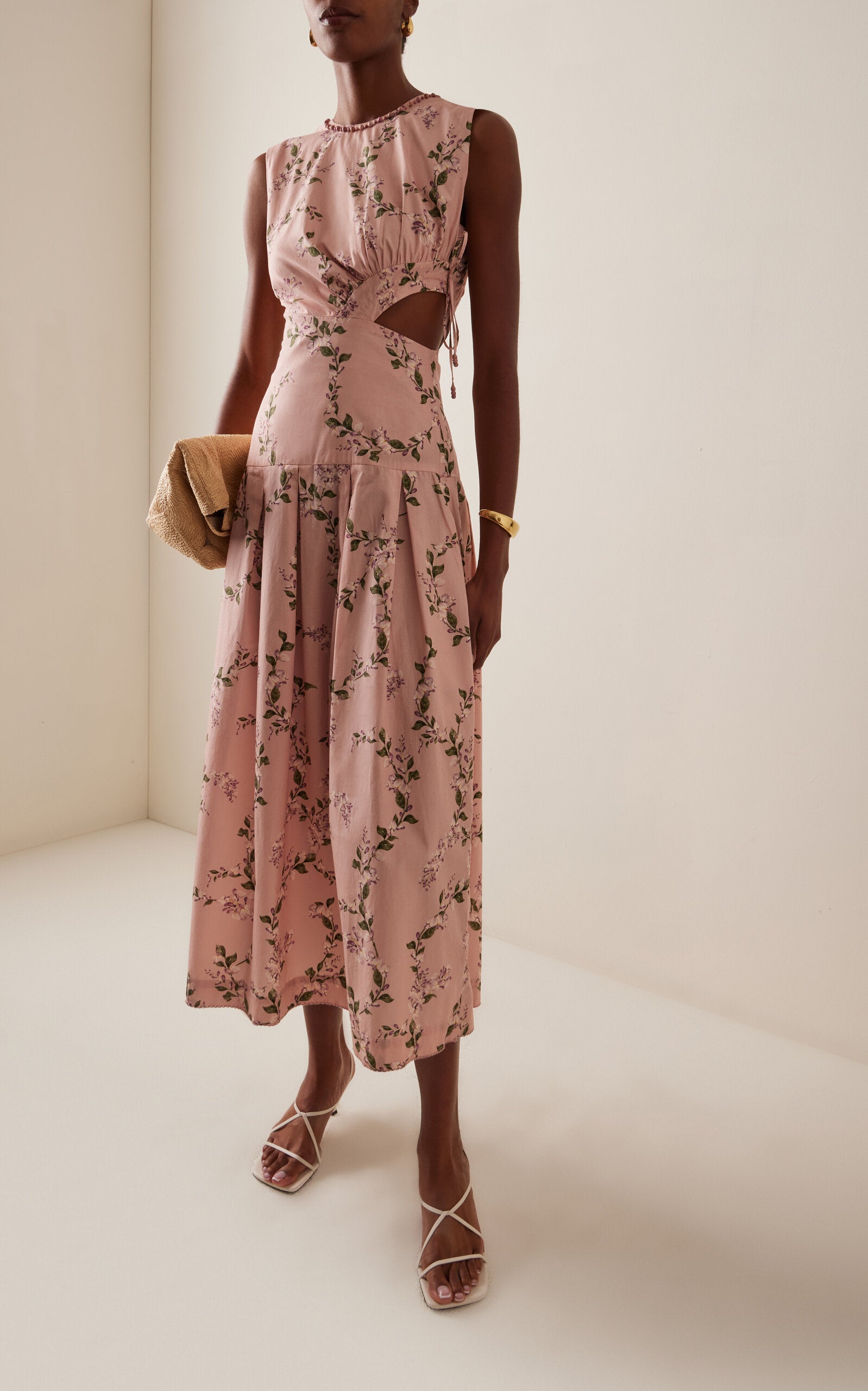 Cutout Linen Midi Dress Full of charm simple and atmospheric