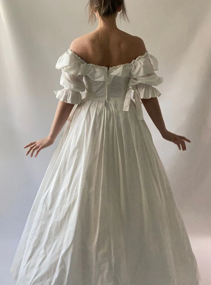 A Line Off Shoulder Long Wedding Dresses Evening Dress