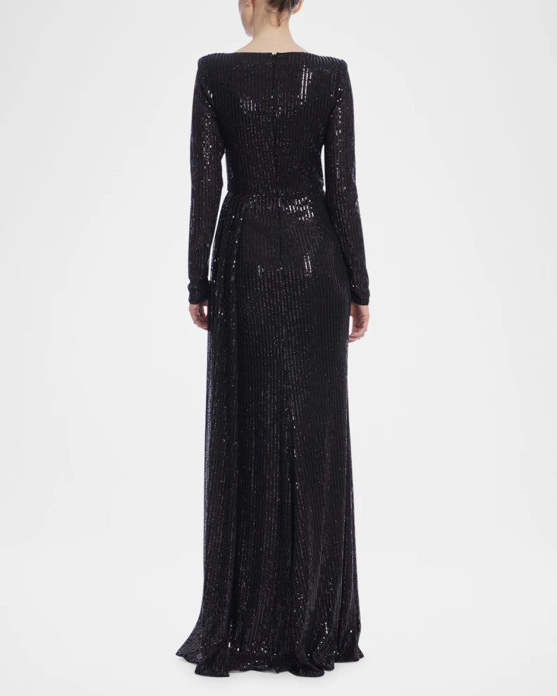 Draped Sequin Striped Gown Gown Charming and unique design Beautiful generous simple