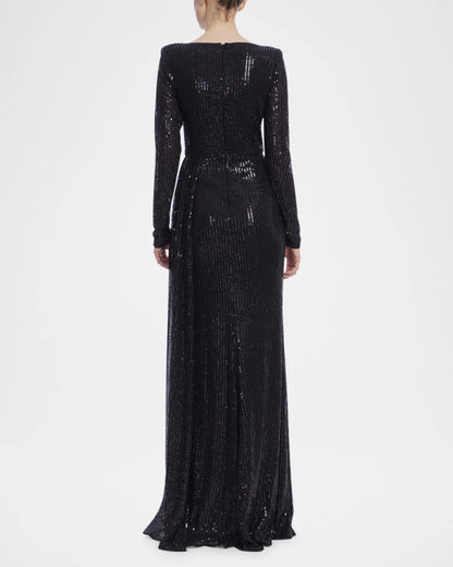 Draped Sequin Striped Gown Gown Charming and unique design Beautiful generous simple