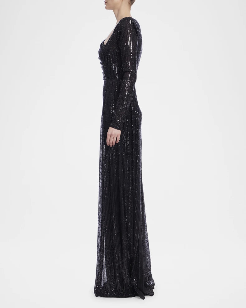 Draped Sequin Striped Gown Gown Charming and unique design Beautiful generous simple