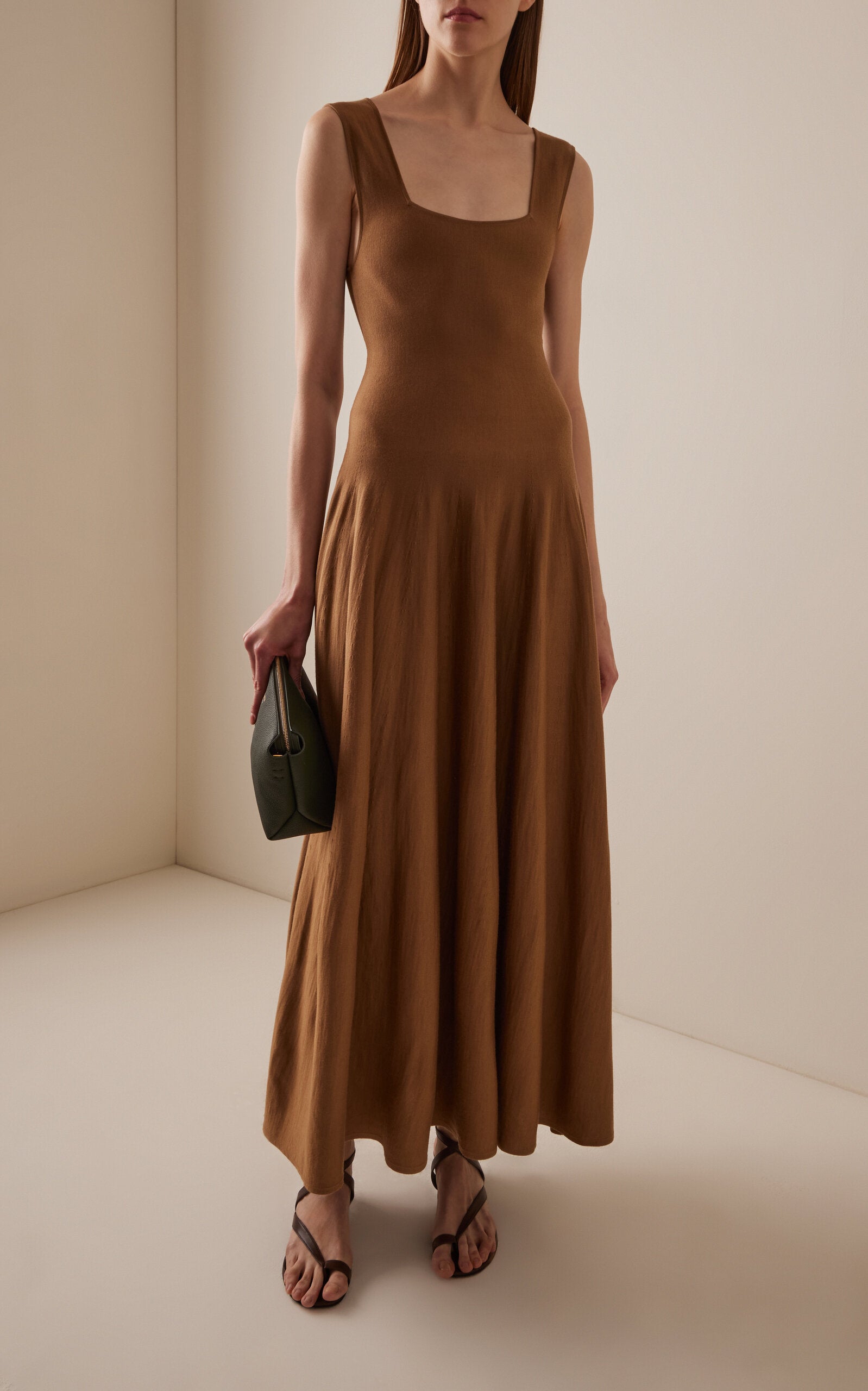 Ladies' Spring And Summer Vacation Cape-Detailed Hybrid Cashmere-Silk Maxi Dress