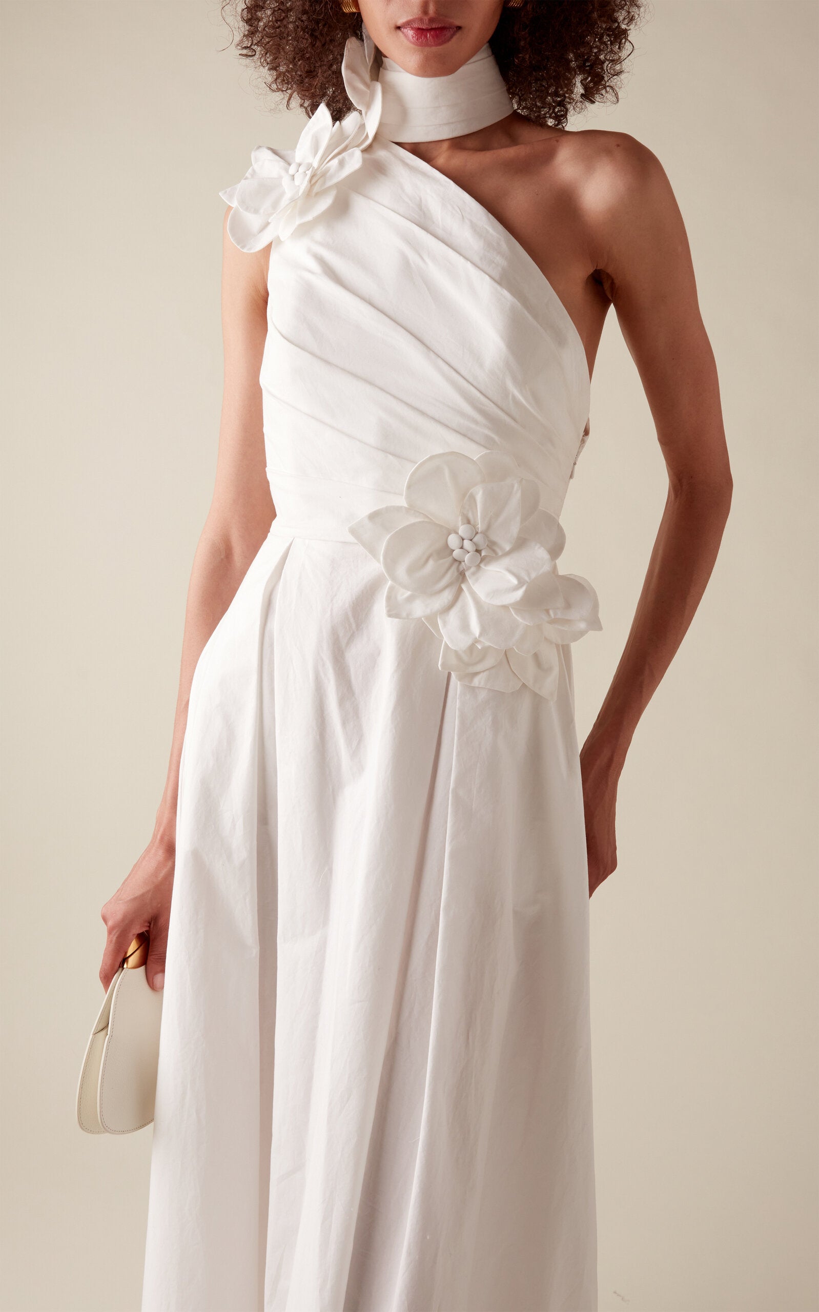 Floral-Appliquéd Cotton Poplin Maxi Dress