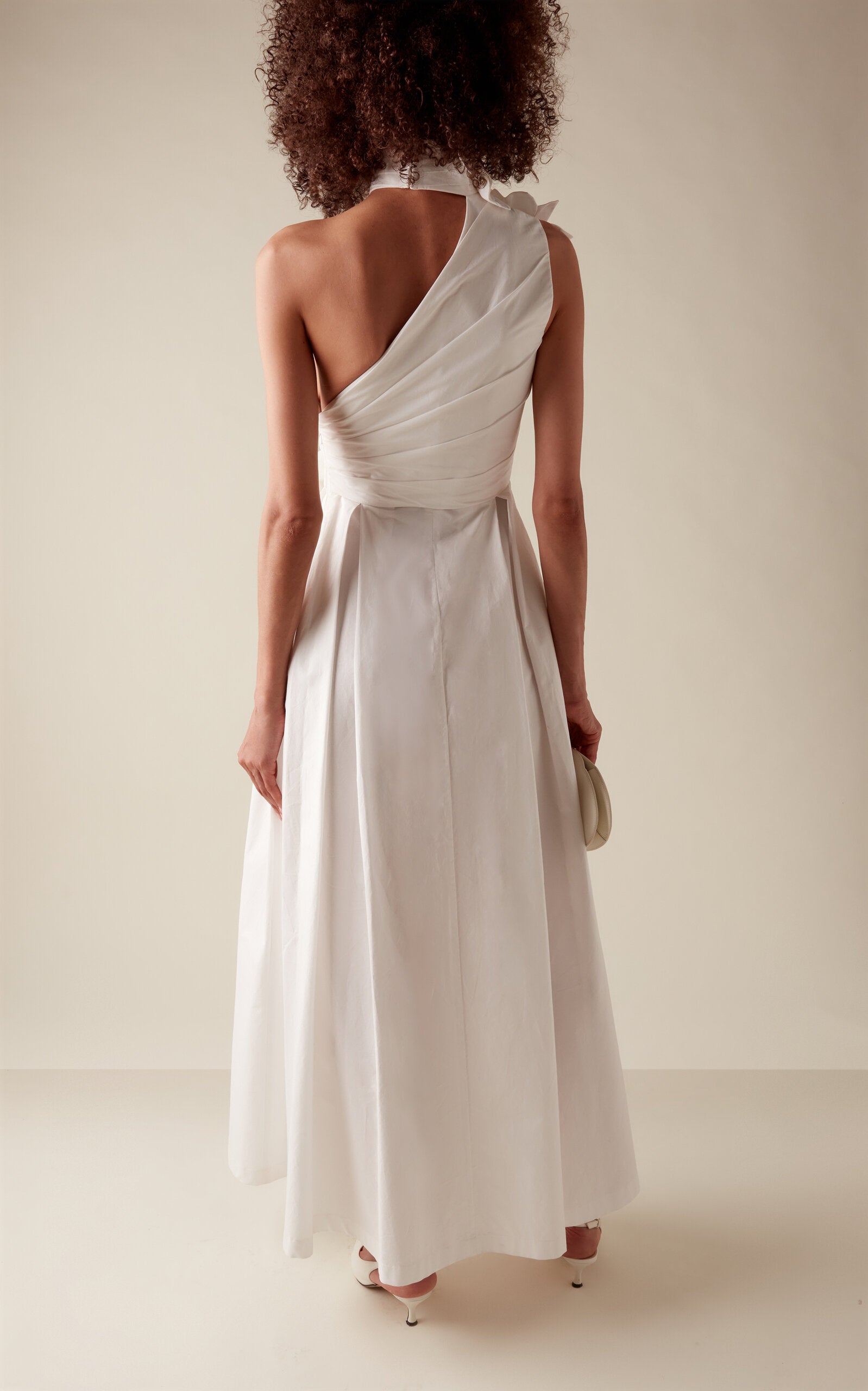 Floral-Appliquéd Cotton Poplin Maxi Dress