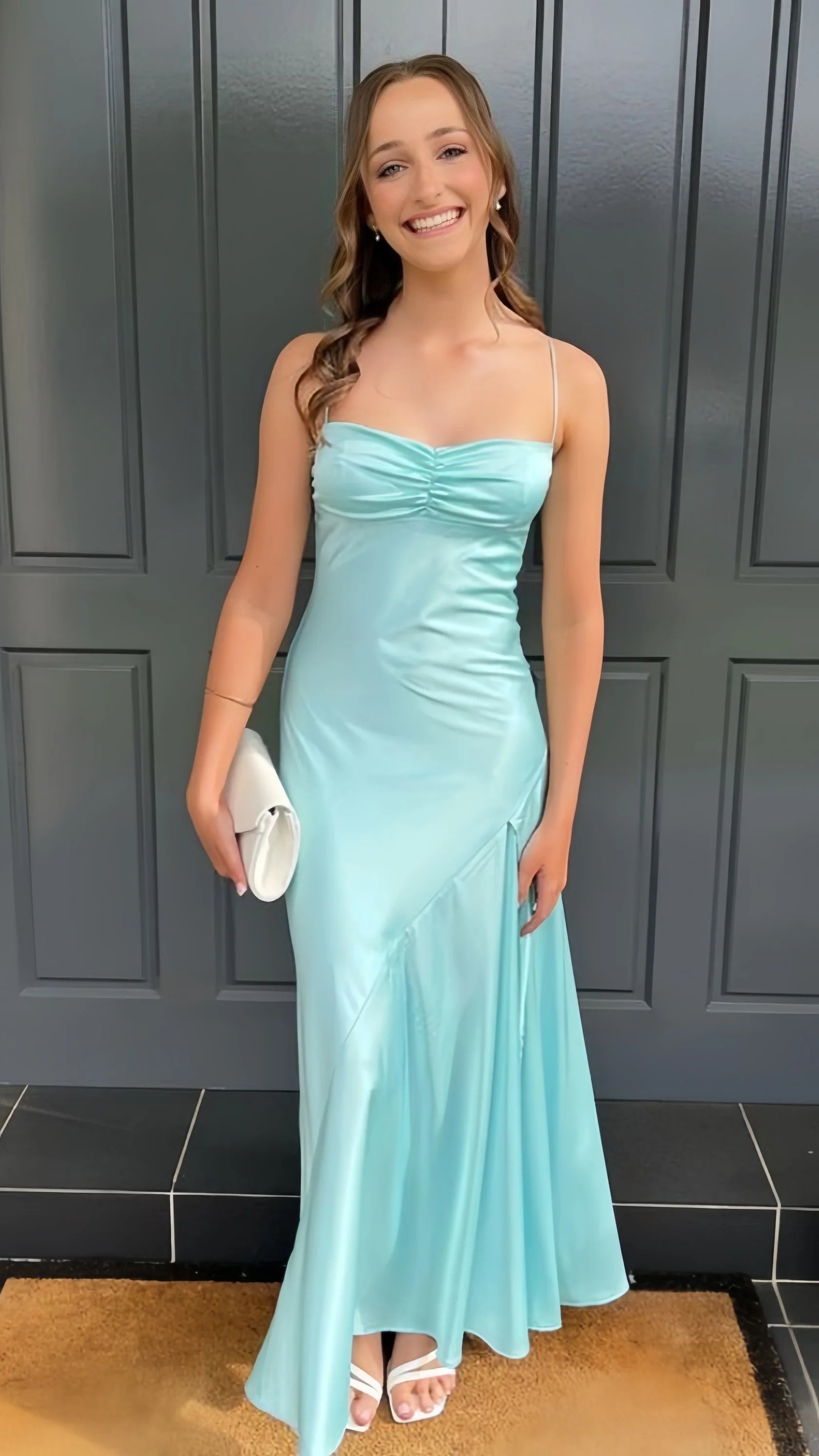 Sexy Mermaid Beautiful elegant and unique design Prom Dress Light Blue Bodycon Evening Prom Dresses