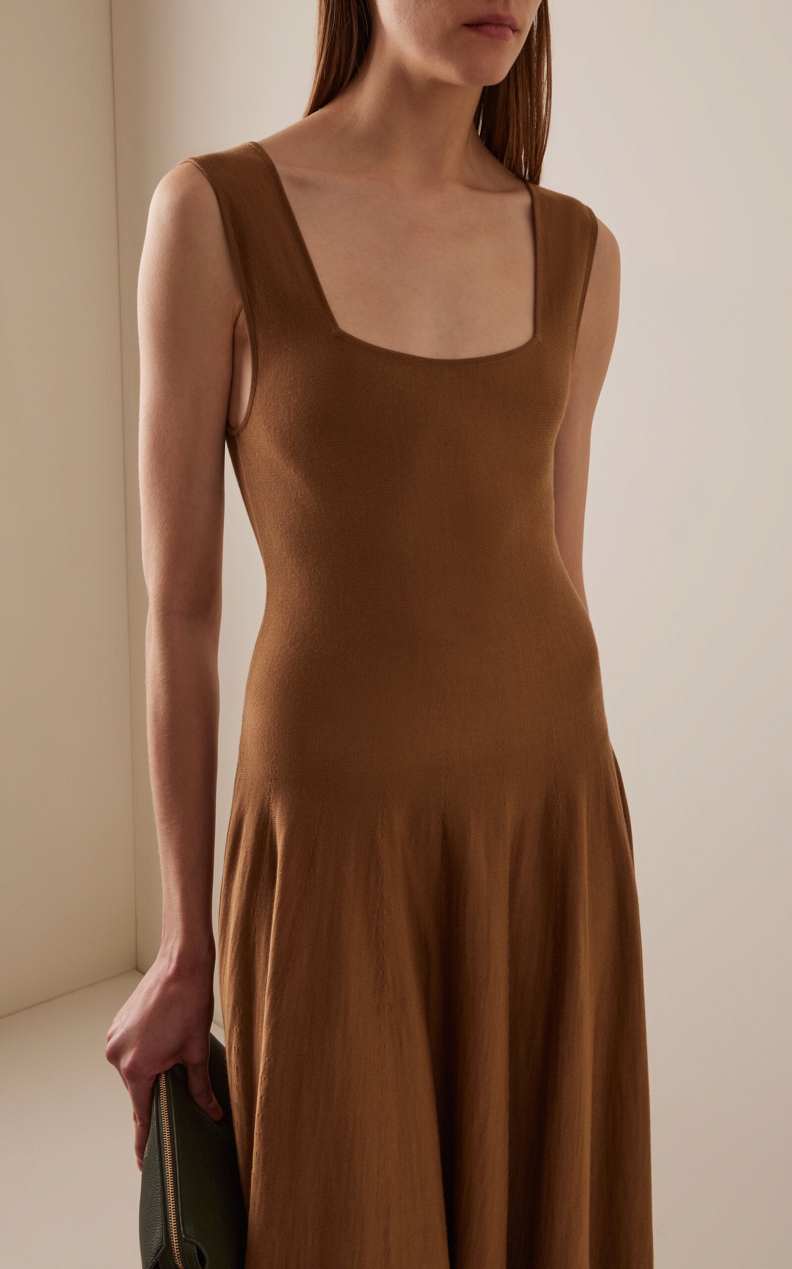Ladies' Spring And Summer Vacation Cape-Detailed Hybrid Cashmere-Silk Maxi Dress