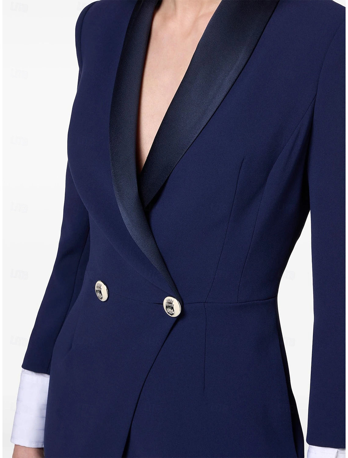 A-Line Evening Gown Vintage Dress Tuxedo Dress Formal Wedding Floor Length Long Sleeve Shirt Collar with Slit