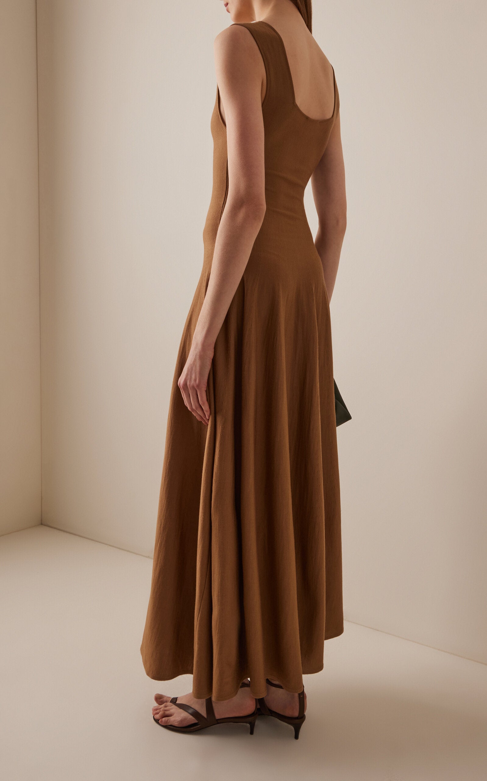 Ladies' Spring And Summer Vacation Cape-Detailed Hybrid Cashmere-Silk Maxi Dress