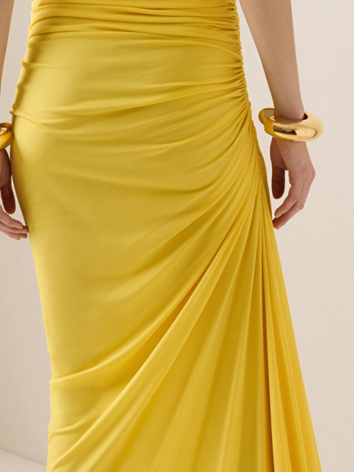 Elegant Plain Asymmetric Crew Neck Midi Dress Simple atmospheric beautiful and unique desi