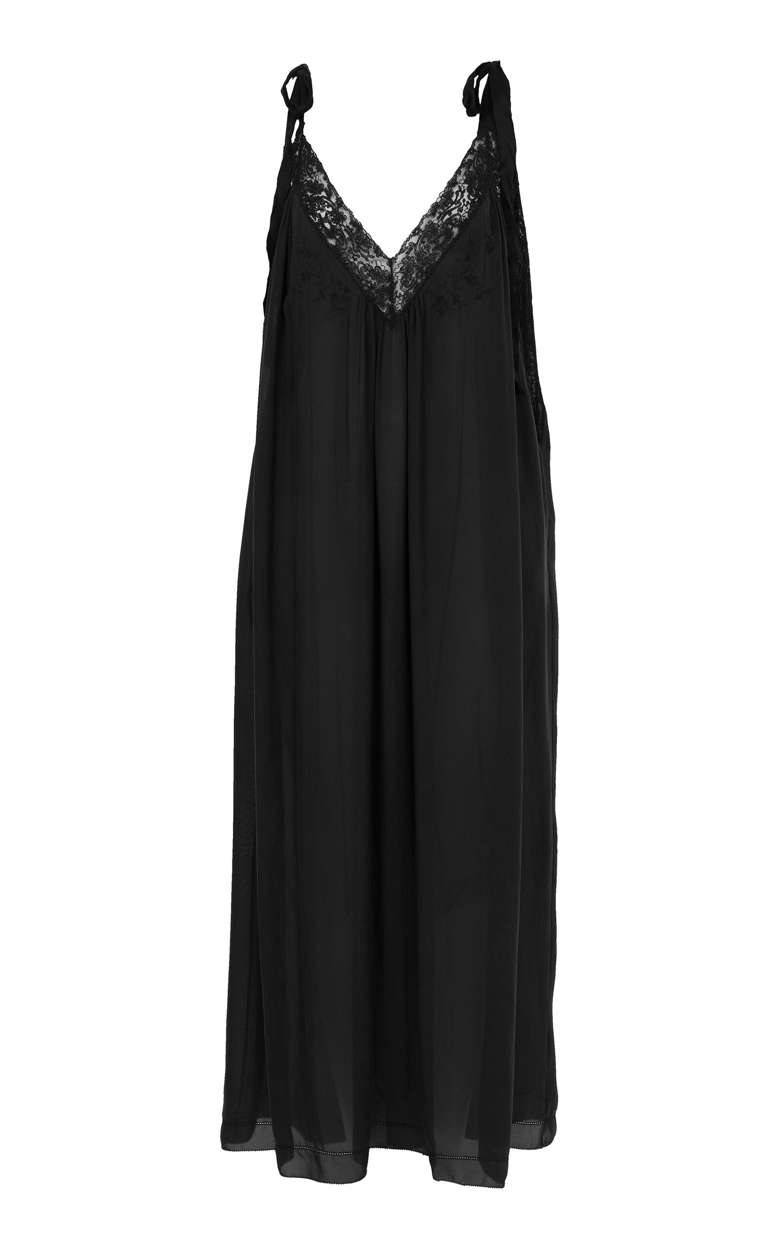 Lace-Trimmed Organic Silk Charmeuse Maxi Dress Gentle beautiful and grand