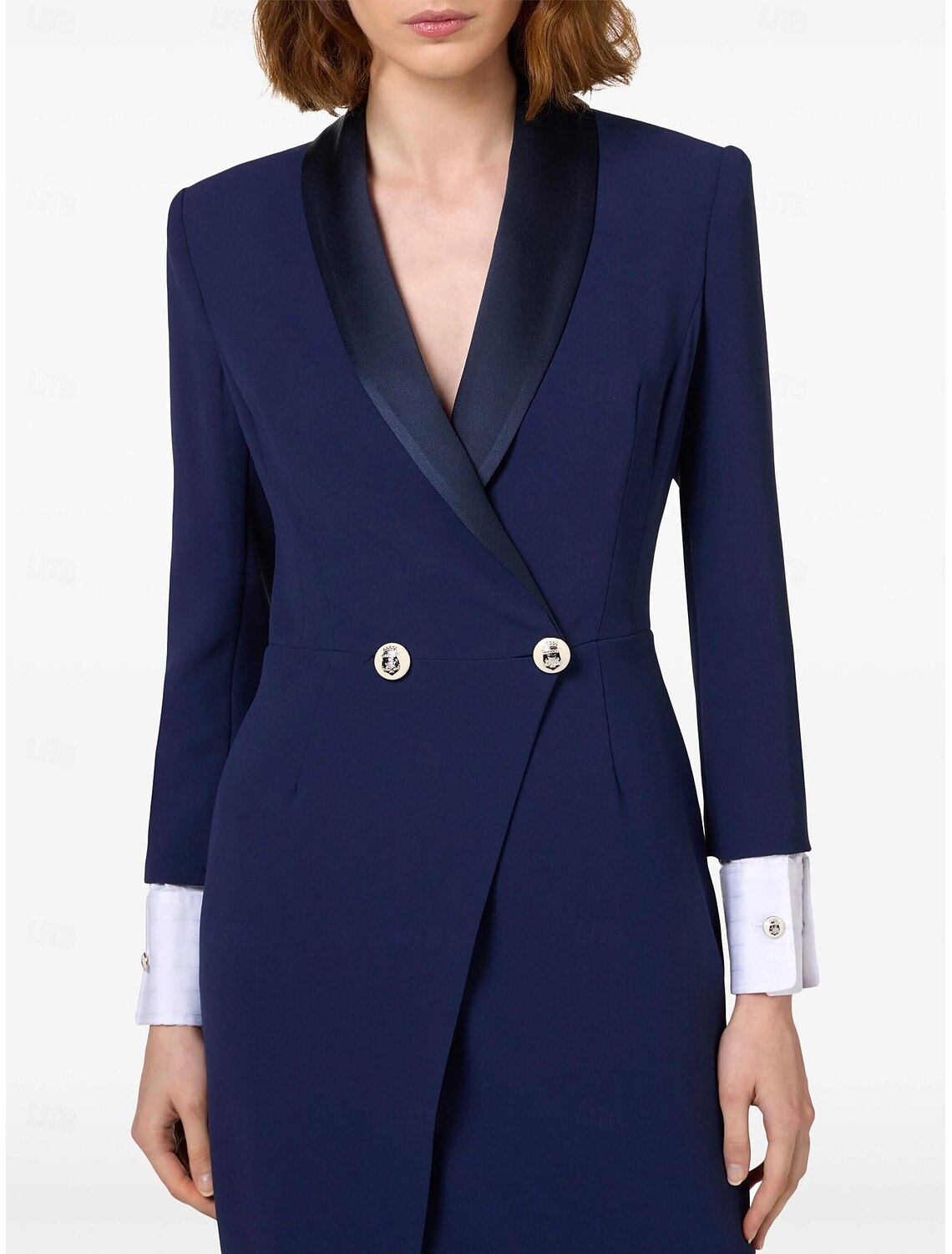 A-Line Evening Gown Vintage Dress Tuxedo Dress Formal Wedding Floor Length Long Sleeve Shirt Collar with Slit