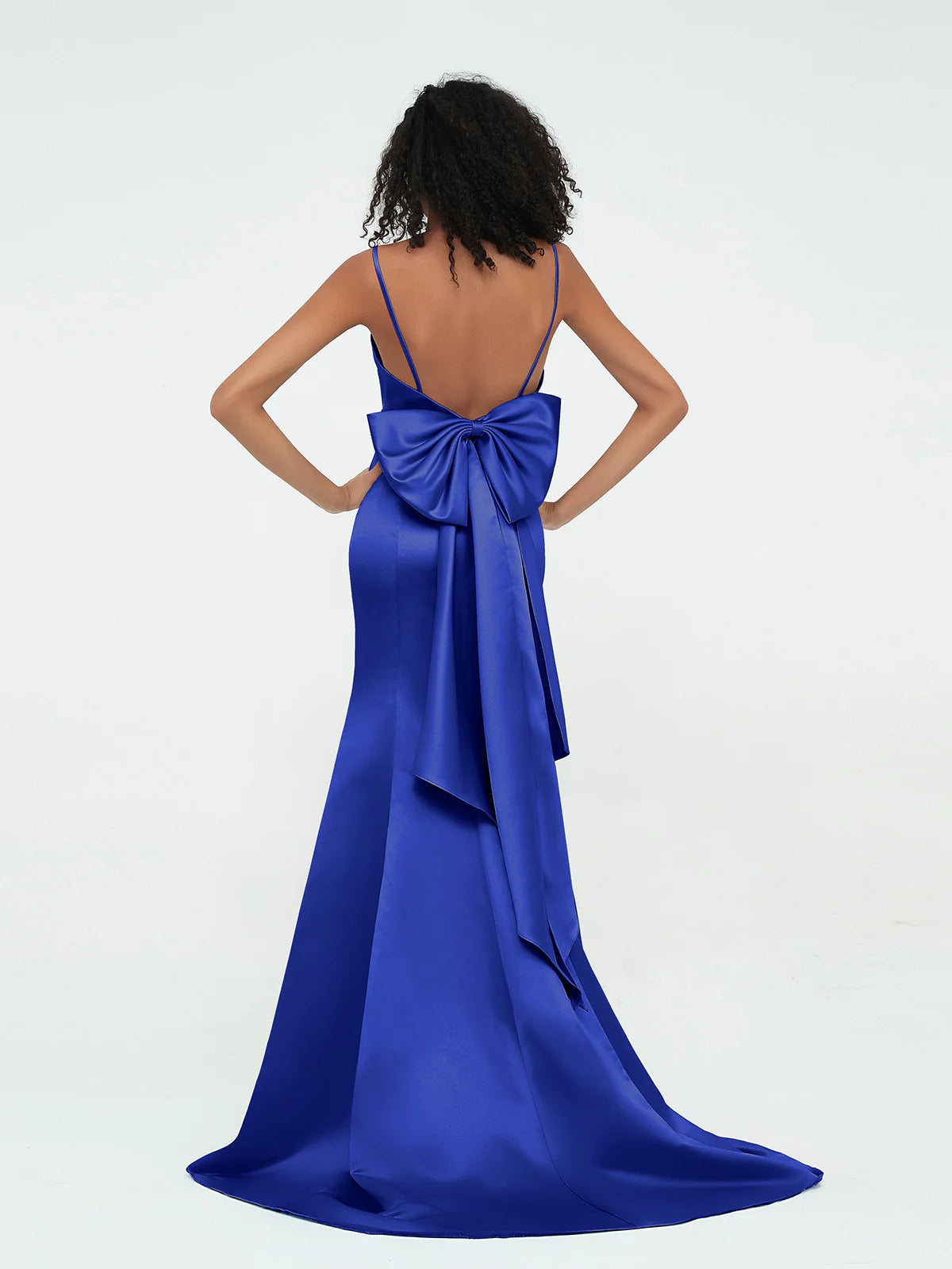 Spaghetti Straps Satin Mermaid Dresses-Royal Blue Simple gentle atmospheric and unique design