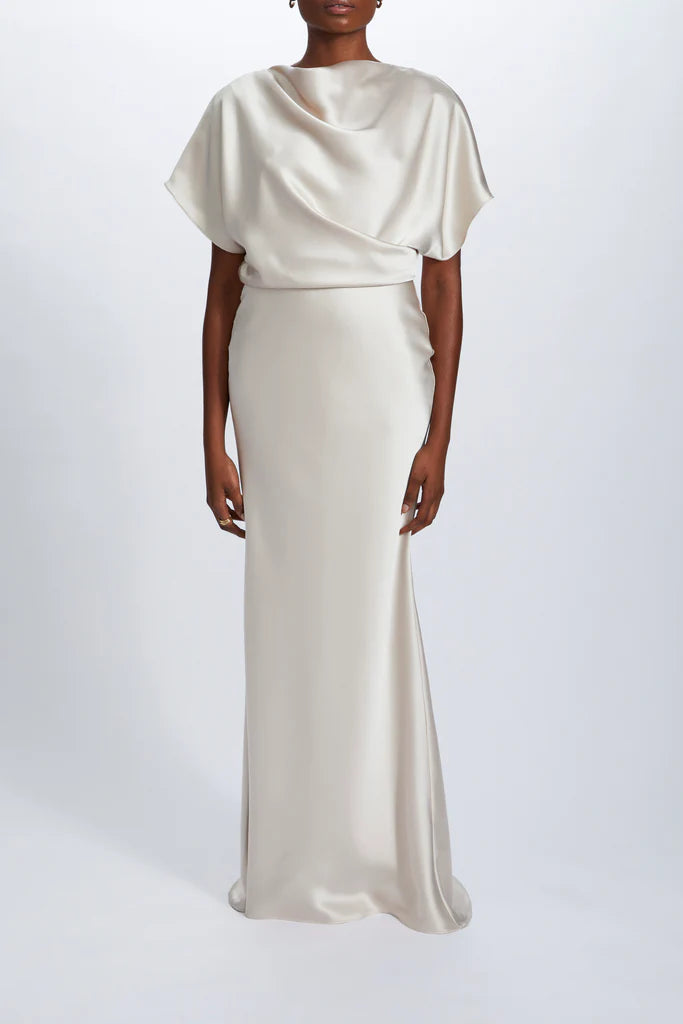 Fluid Satin Draped Gown Simple atmospheric beautiful and unique design