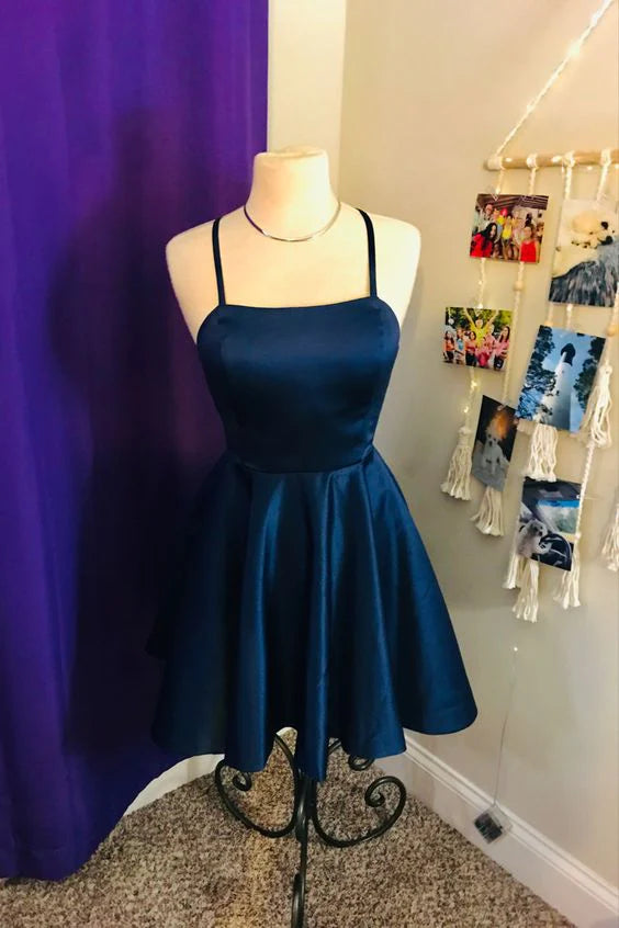 Navy Short Homecoming Dress