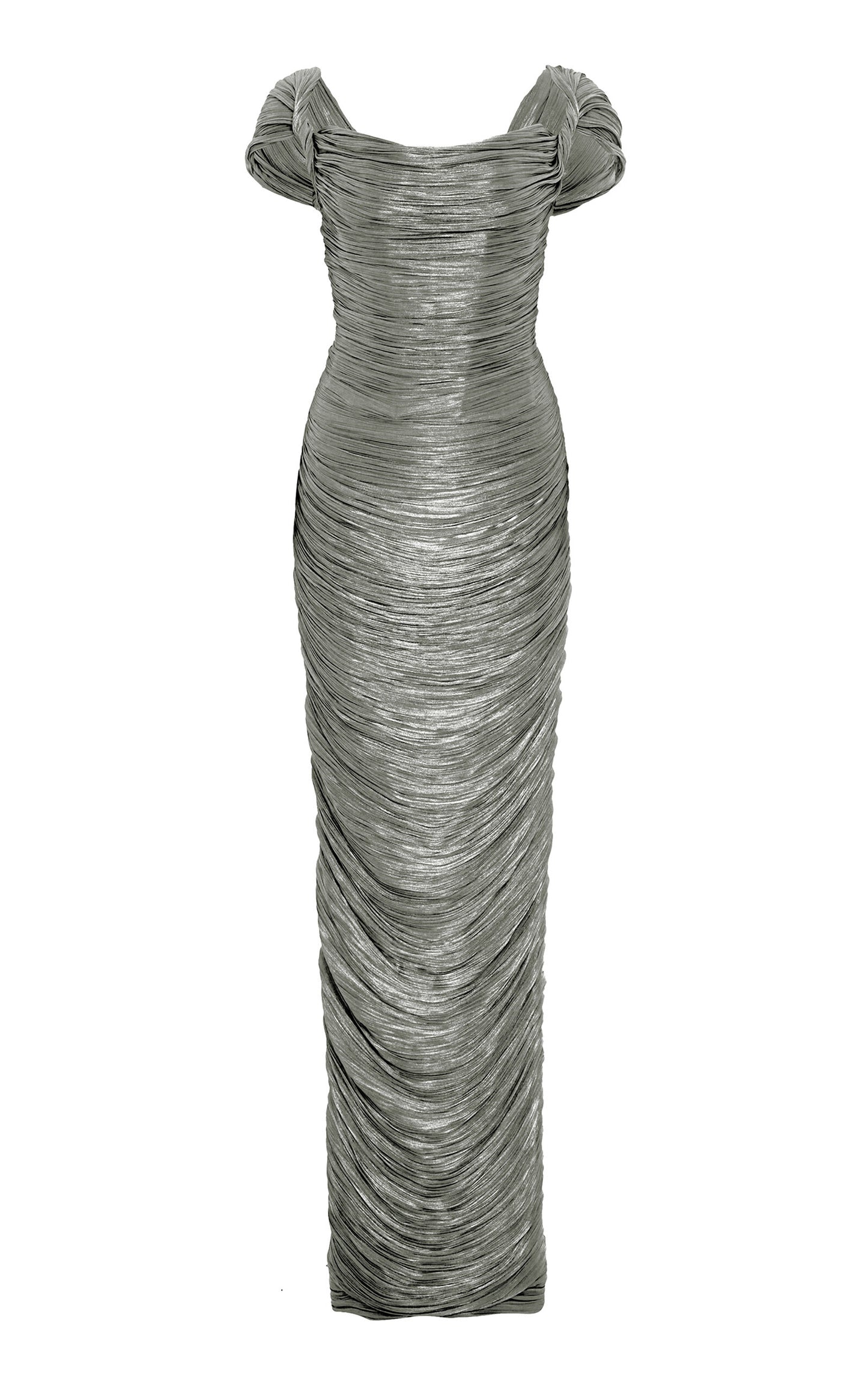 Ruched Silk Satin Off-The-Shoulder Gown Gentle beautiful and grand
