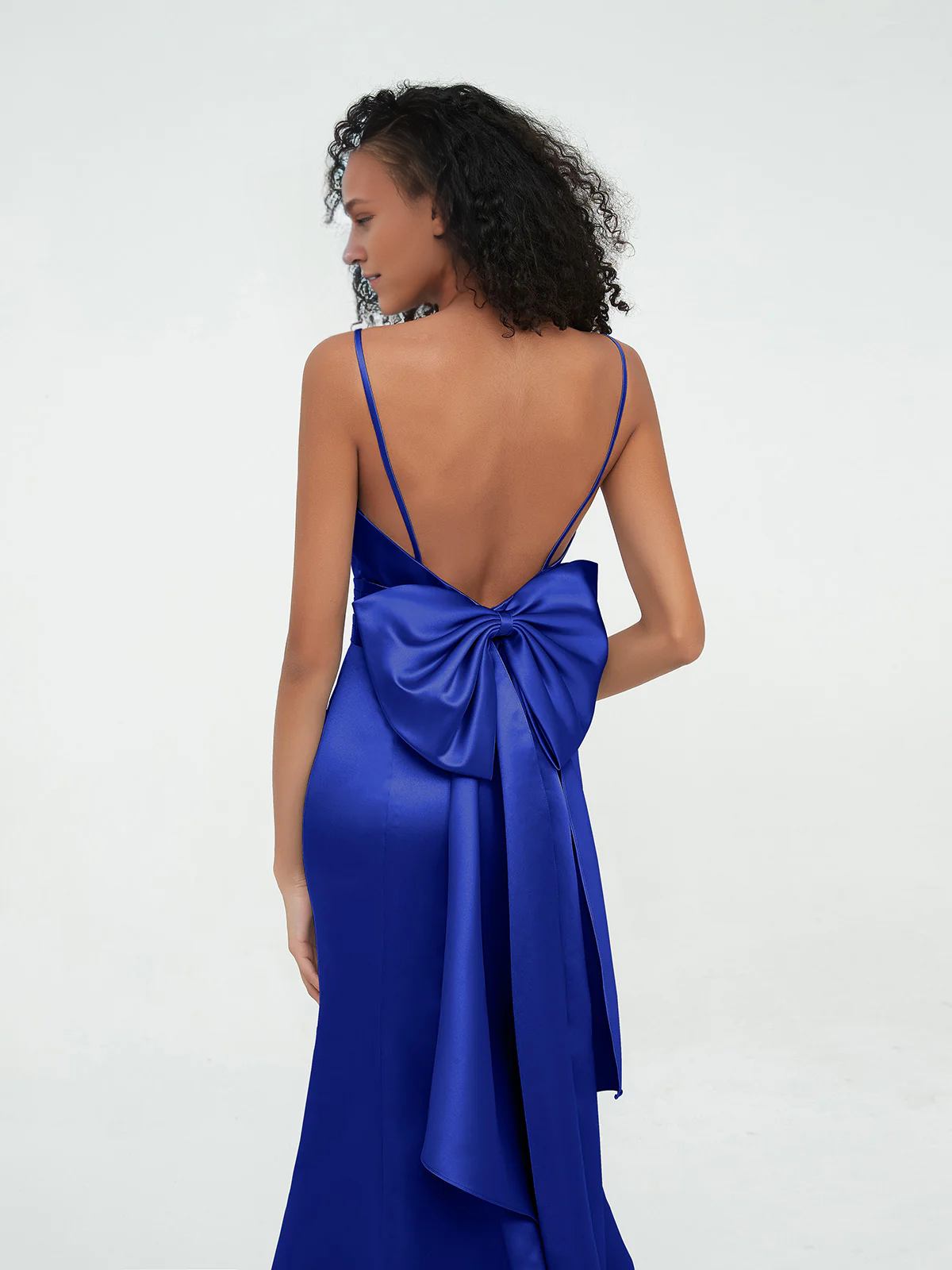 Spaghetti Straps Satin Mermaid Dresses-Royal Blue Simple gentle atmospheric and unique design