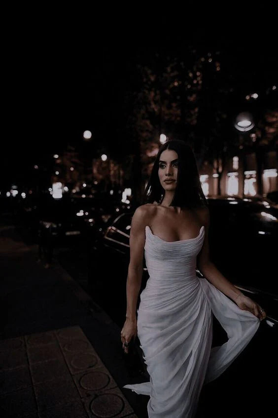 White Evening Gown Elegant Prom Dress