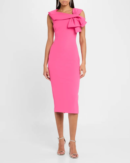 Bow-Front Midi Sheath Dress Charming and unique design Beautiful generous simple