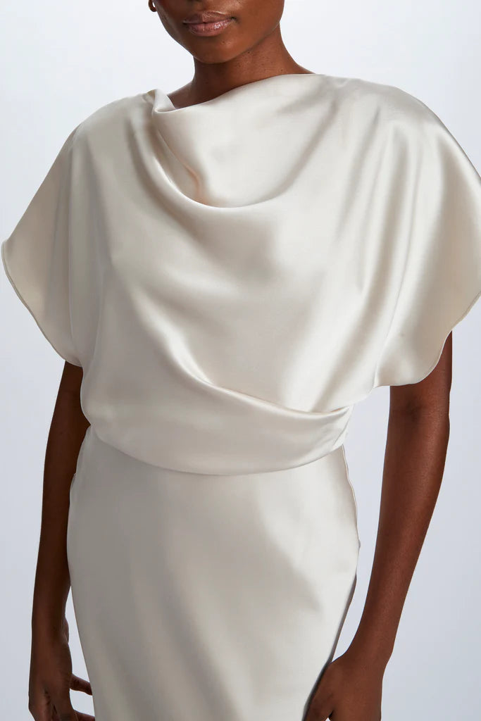 Fluid Satin Draped Gown Simple atmospheric beautiful and unique design
