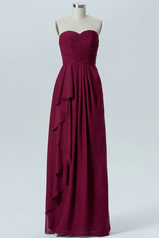 V-Neck Cap Sleeves Long Bridesmaid Dress