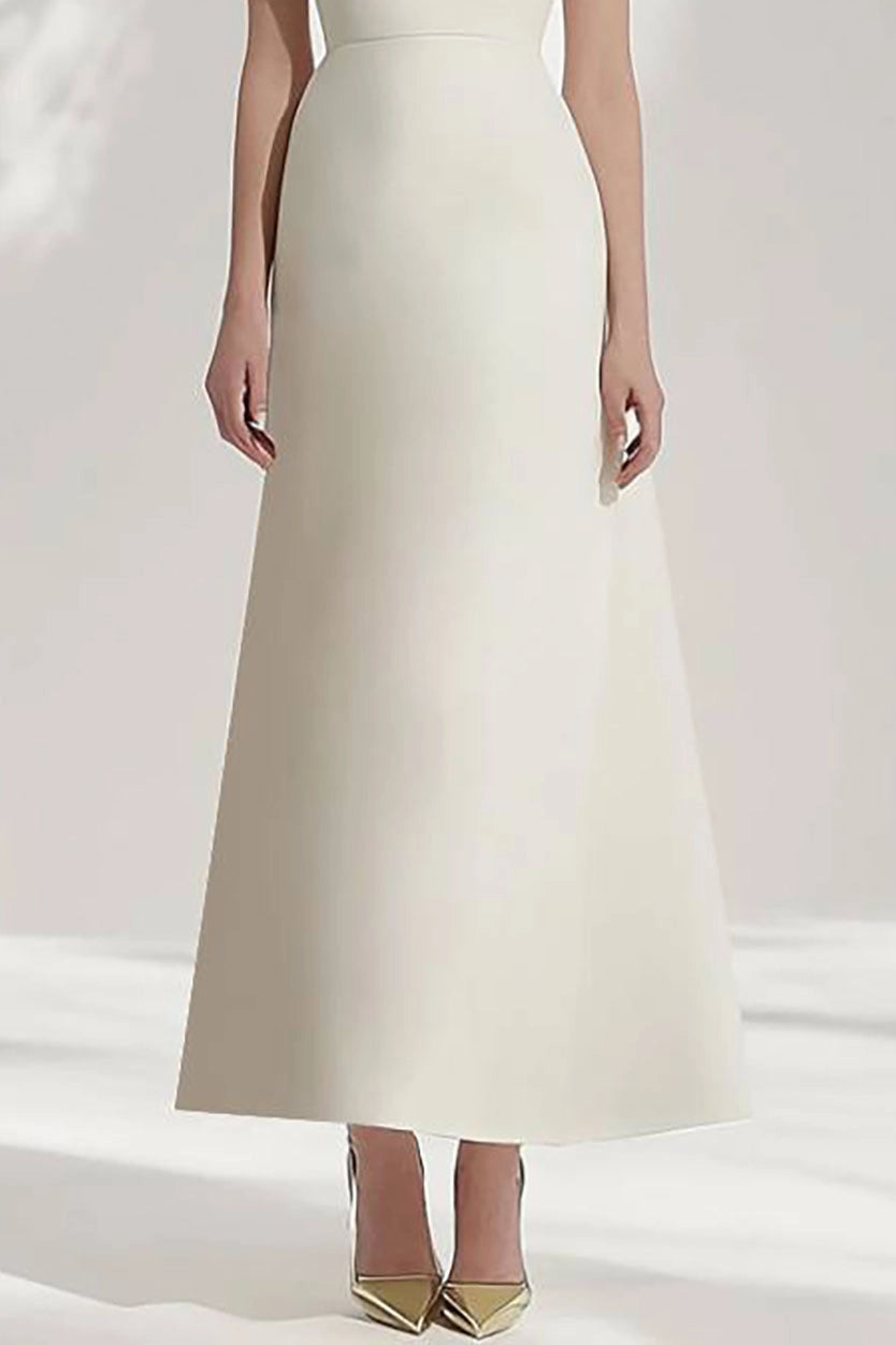 Formal Evening Dress White Off Shoulder A-Line Maxi Dress