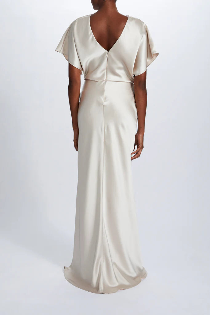 Fluid Satin Draped Gown Simple atmospheric beautiful and unique design