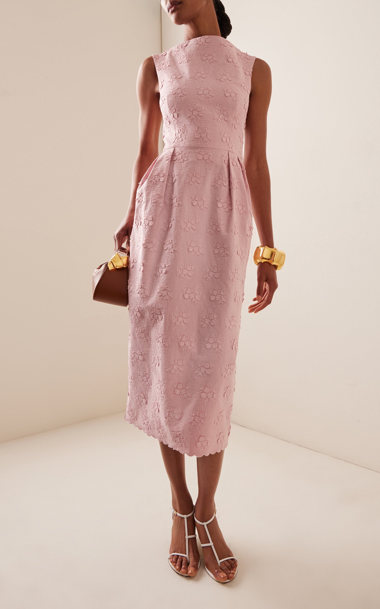 EmbroideEmbroidered Cotton-Blend Midi Dress Simple gentle beautiful and grand