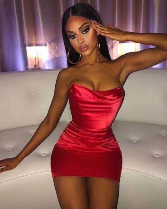 Stylish Sheath Strapless Red Short Homecoming Dress
