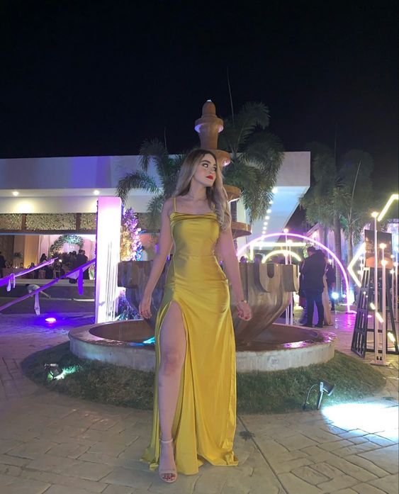 Long Prom Dresses Split Formal Evening Dress Simple atmospheric gentle