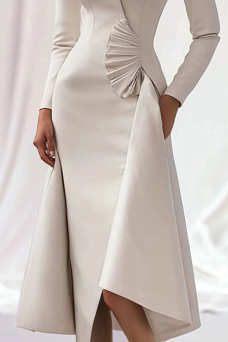White Work Wedding Guest Blazer Dress Ruffle V Neck Midi Dress Mother of the Bride Dress