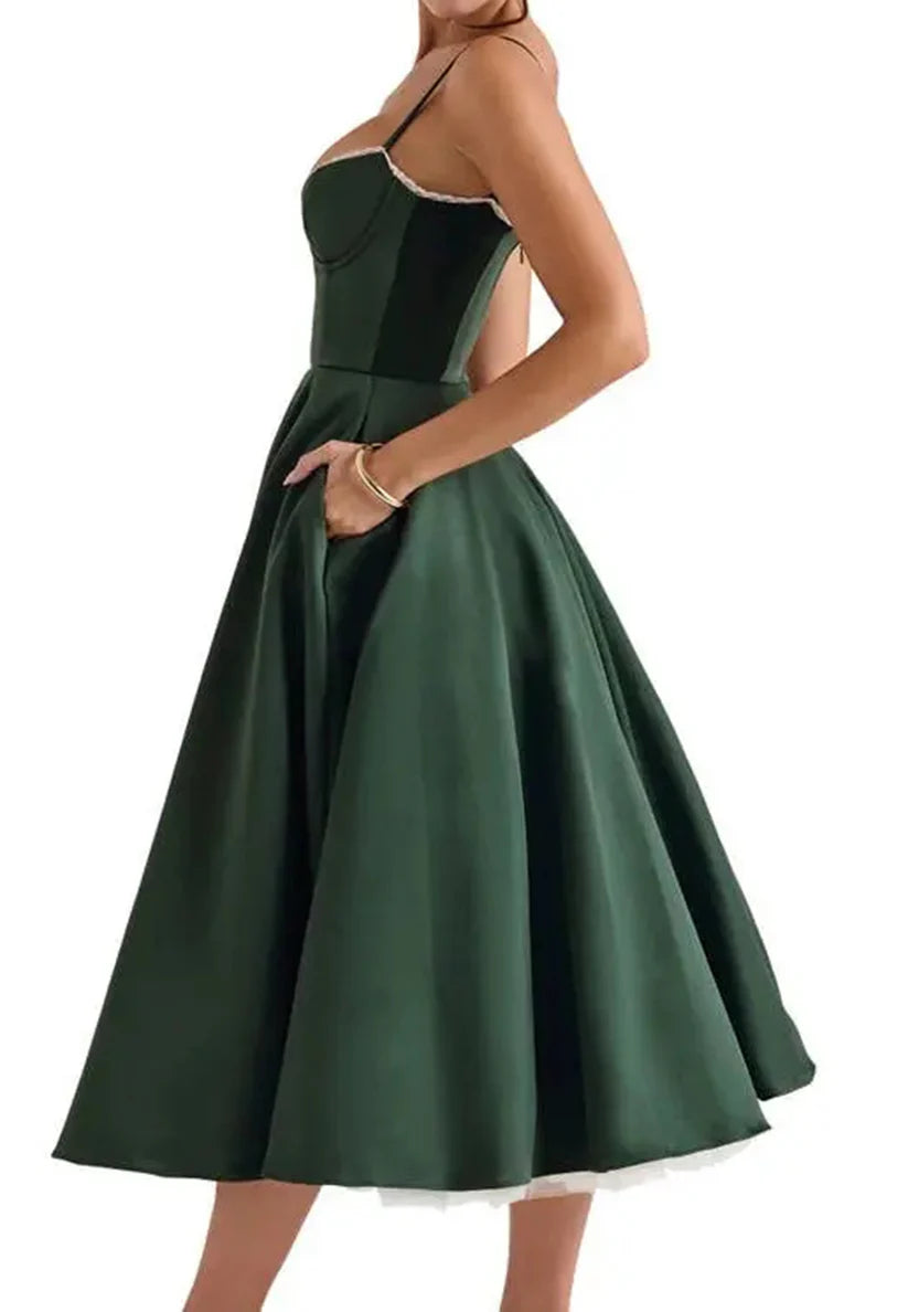 Sweetheart Spaghetti Straps Pleated A-Line Prom Dress Simple gentle beautiful and unique design