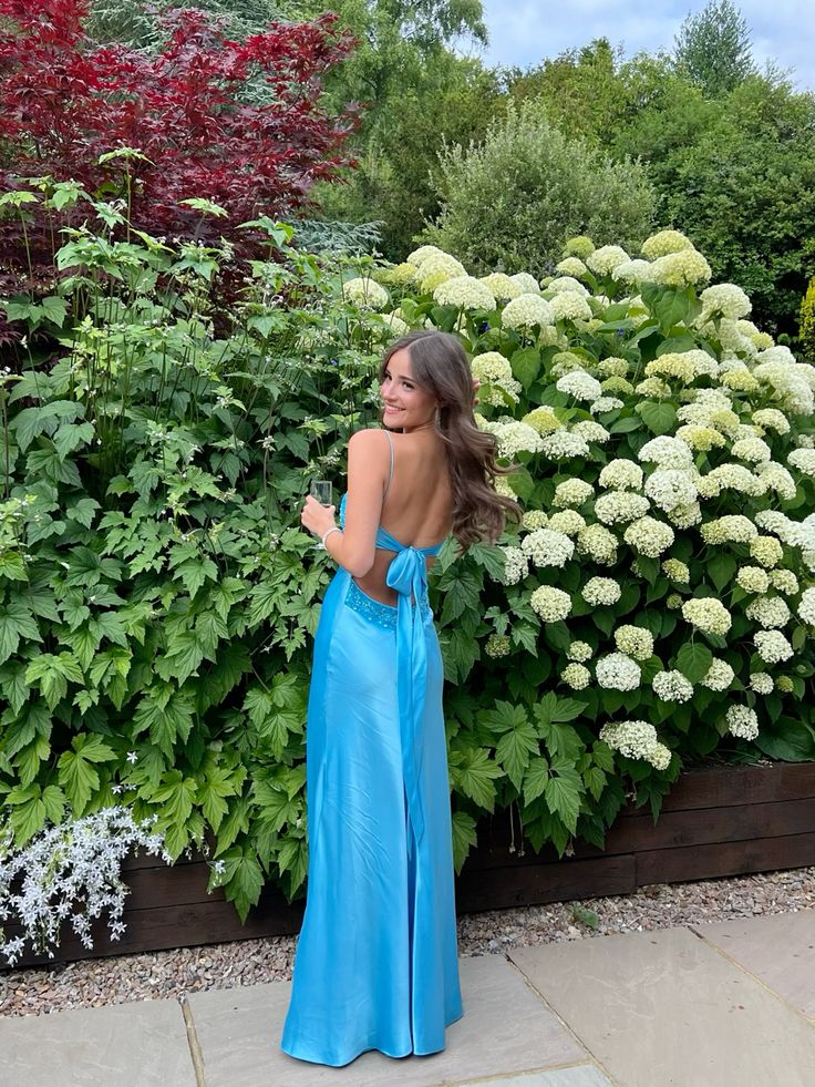Long Evening Prom Dresses Custom Blue Prom Dress