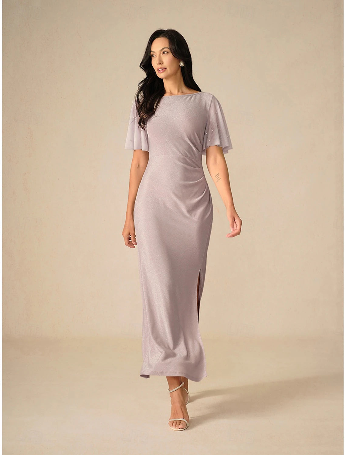 Women's Dress Sheath Dress Elegant Party Wedding Party Wedding Guest Solid Color Short Sleeve Crew Neck Pink Summer Spring Fall