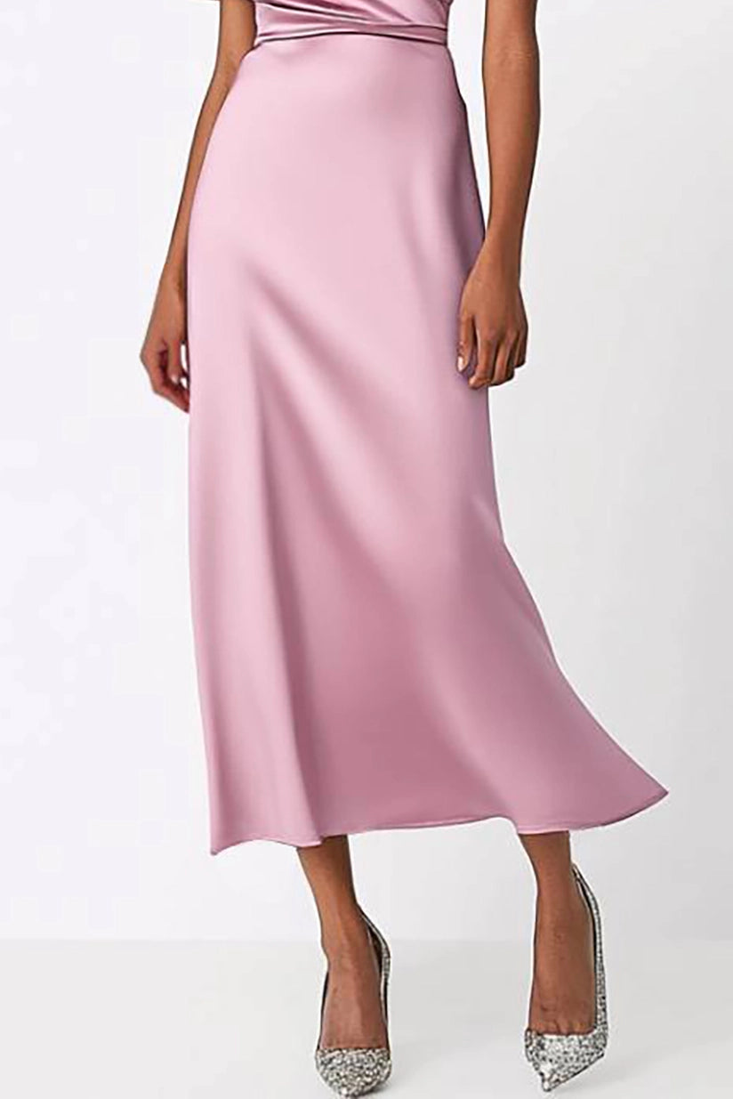 Simple beautiful generous and full of charm Prom Dress Wedding Guest Semi-Formal Dress Light Purple Satin Irregular Neck Midi Dress