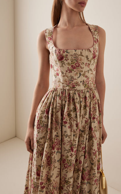 Cotton Midi Apron Dress Full of charm simple and atmospheric