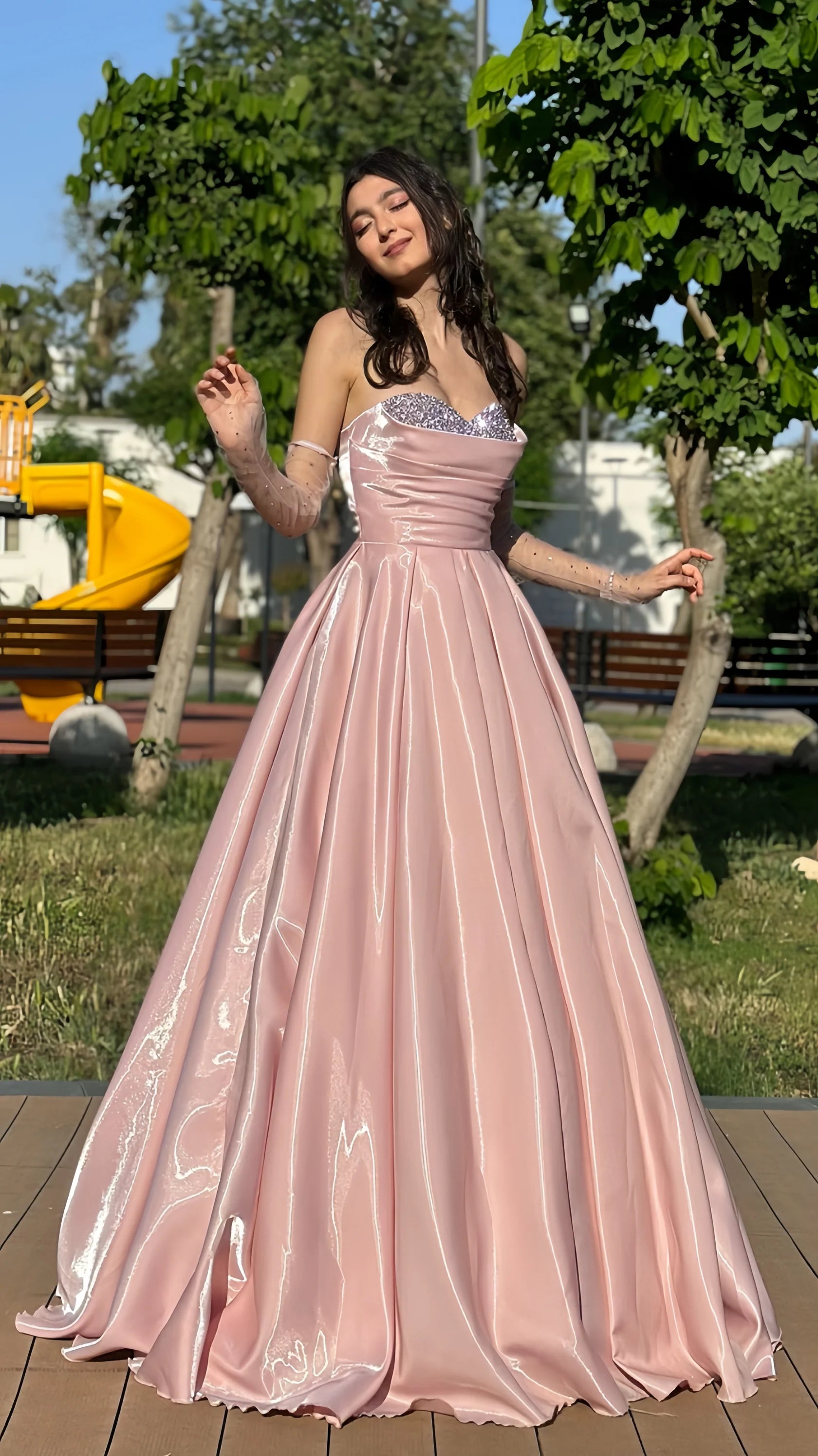Sweetheart Pink Evening Prom Dresses Senior Party Dresses Simple atmospheric beautiful and unique design