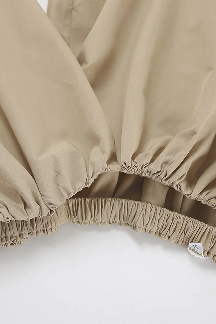 Sexy Solid Color Pocket Ruched Off Shoulder Lantern Skirt Dresses Simple atmospheric beautiful and unique desi