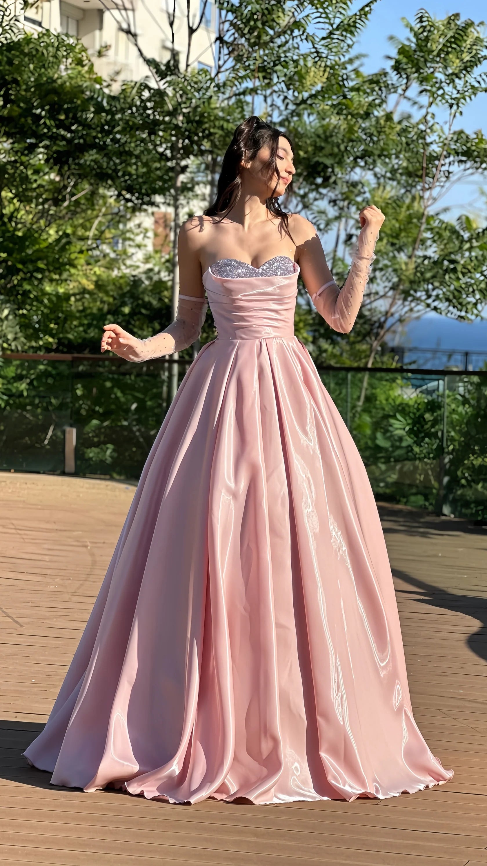 Sweetheart Pink Evening Prom Dresses Senior Party Dresses Simple atmospheric beautiful and unique design