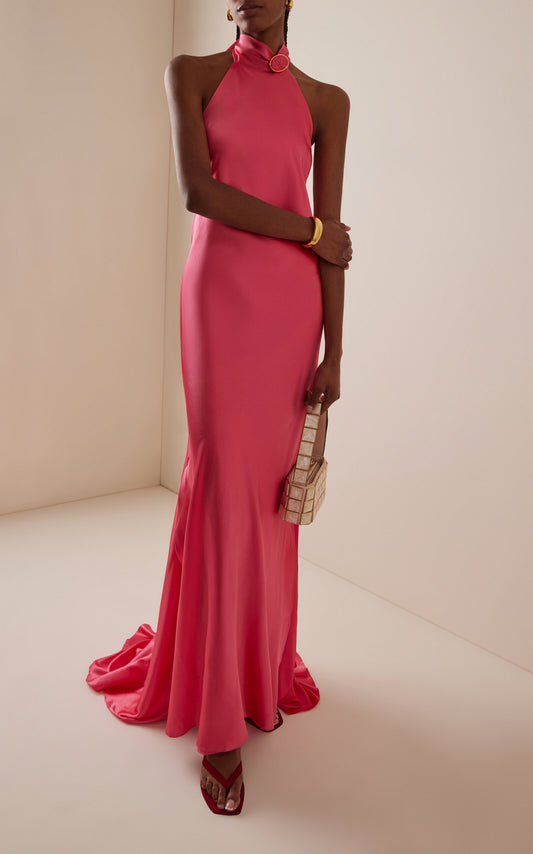 Exclusive Sherry Silk Halter Gown Gentle beautiful and grand