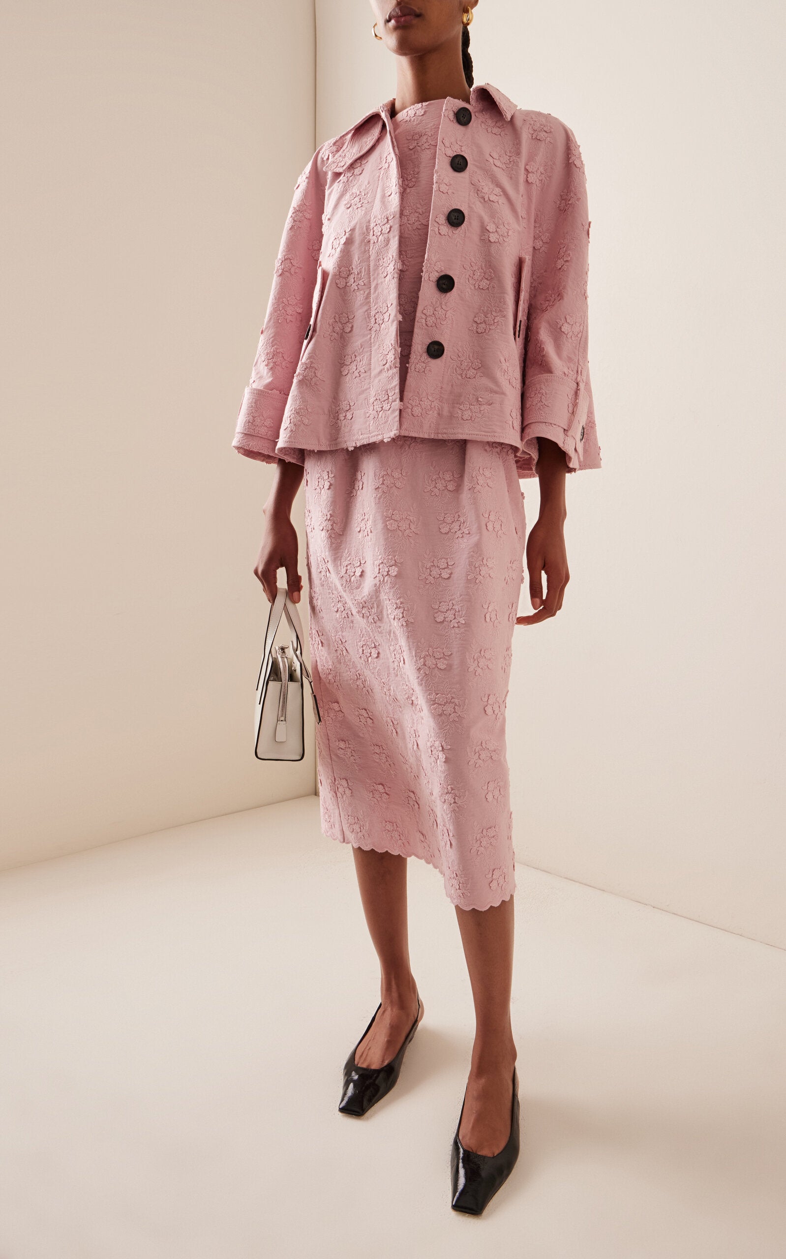 EmbroideEmbroidered Cotton-Blend Midi Dress Simple gentle beautiful and grand