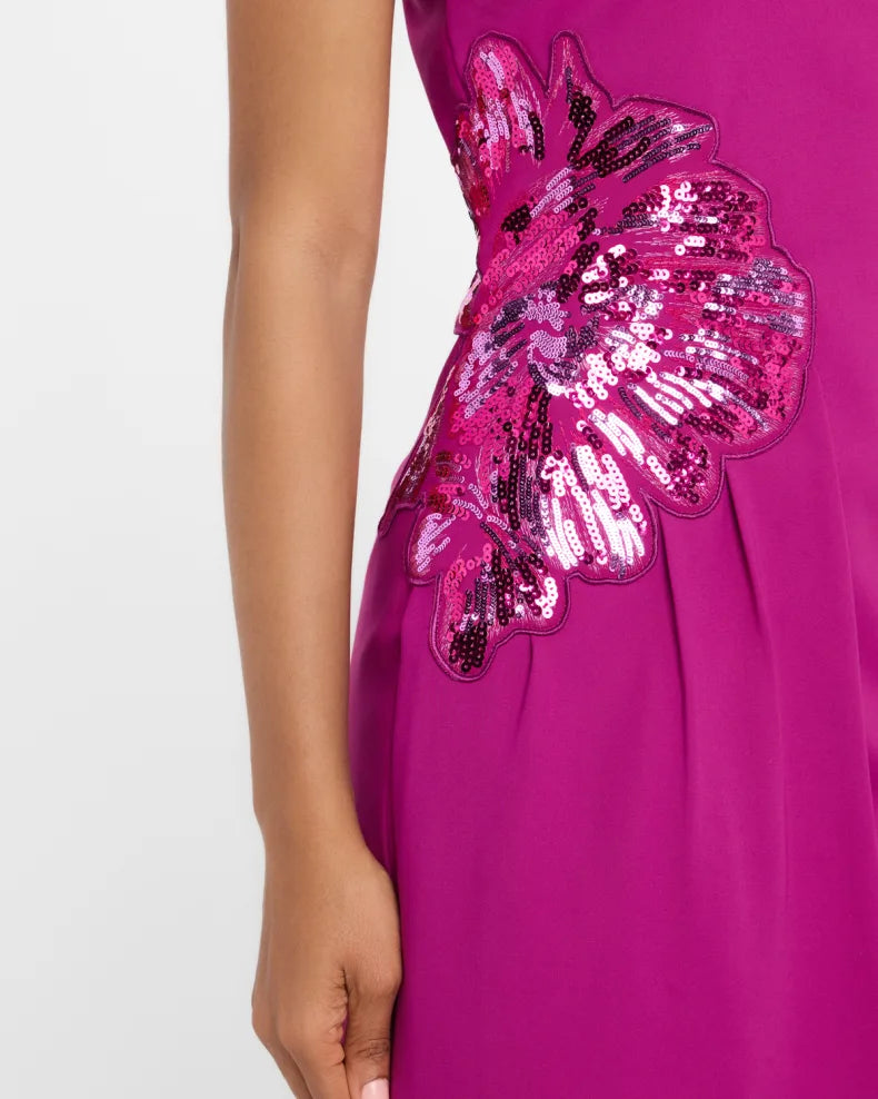 Sequin Floral Applique Halter Midi Dress Beautiful and charming simple and unique design